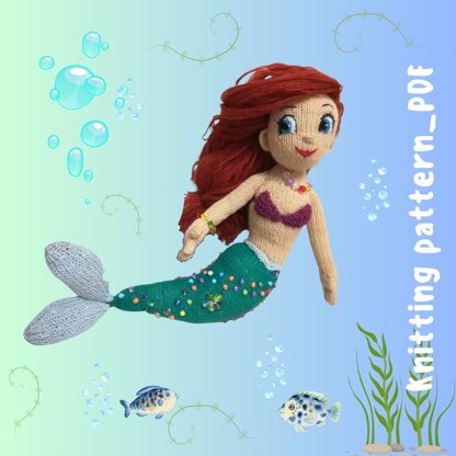 Toy knitting pattern, Knitting The Little Mermaid doll