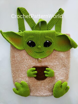 Backpack amigurumi pattern, Alien backpack crochet pattern, Baby Alien crochet pattern, The Baby Child backpack (English, Deutsch, Français)