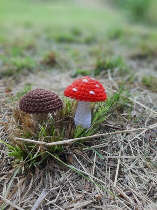 Crochet mushrooms Red Amanita and Shitake, for making key ring, car charm, toys, baby mobile