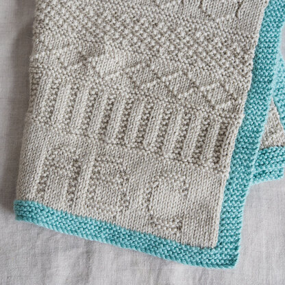 Gansey Style Baby Blanket & Monkey - in Debbie Bliss Cashmerino Aran & Baby Cashmerino
