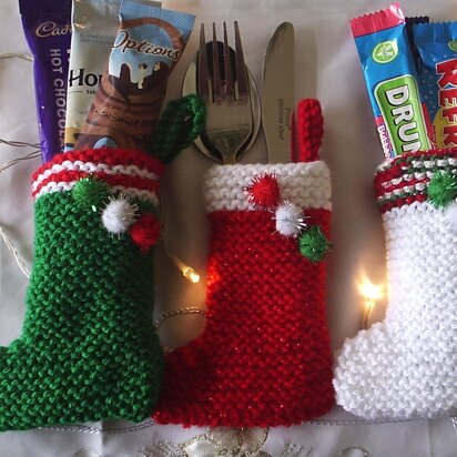 Pompom Christmas stocking cutlery holder chocolates & treats cover