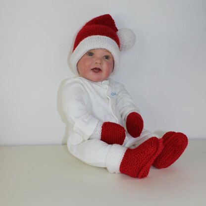 Baby Santa Hat, Booties and Mittens