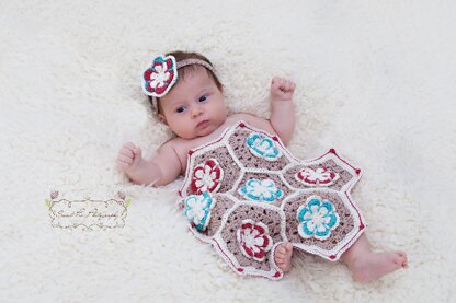 Flower Granny Hexagon Coverlet and Headband