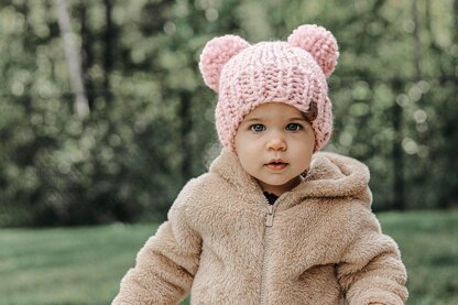 Little Ears Hat Two Pompom Hat Chunky Toque Winter Double