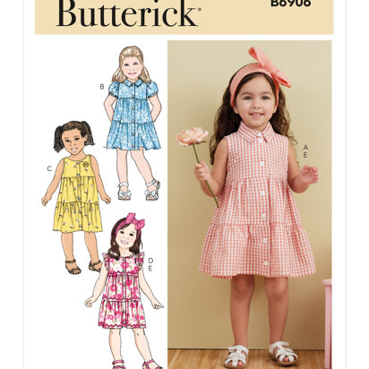 Butterick Toddlers' Dress and Headband B6906 - Paper Pattern, Size 1/2-1-2-3-4