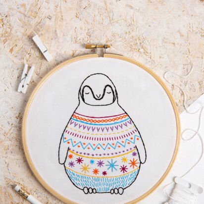 Hawthorn Handmade Baby Penguin Contemporary Embroidery Kit - 14.5 x 10.5cm