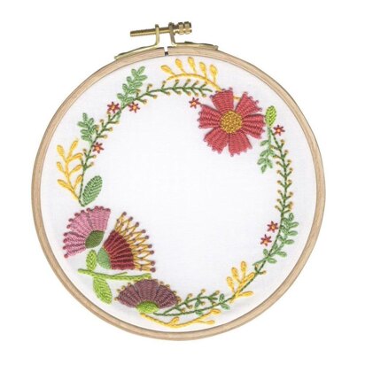 DMC Autumn Flowers Embroidery Kit with Hoop
