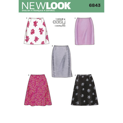 New Look Misses' Skirts 6843 - Paper Pattern, Size A (8,10,12,14,16,18)