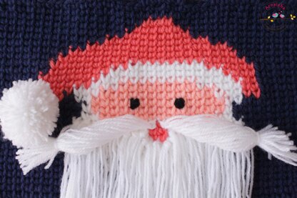 Beautiful Knit-like Crochet wall hanging with Santa Face with Waistcoat stitch VIDEO tutorial