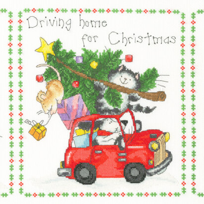 Bothy Threads Driving Home For Christmas Cross Stitch Kit - 60 x 23cm 