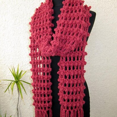 Chunky Crochet Long Scarf With Fringe