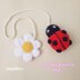 Ladybug and Daisy car mirror hanger crochet pattern, Crochet ladybug and flower charm, car decoration