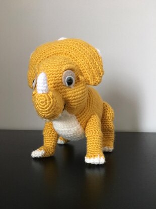 Crocheted baby tricerotop