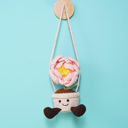 Smiling Peony Basket Car Hanging