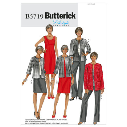 Butterick Misses'/Women's Jacket, Dress, Skirt and Pants B5719 - Sewing Pattern