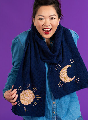 Sol Scarf - Free Scarf Knitting Pattern For Women in Paintbox Yarns Baby DK & Metallic DK by Paintbox Yarns