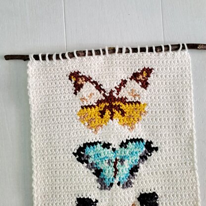 Vintage Butterflies Crochet Tapestry Wall Haning