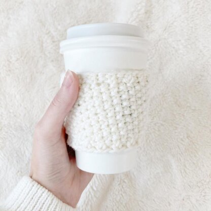 Easy Coffee Cup Cozy for Beginners: Seed Stitch