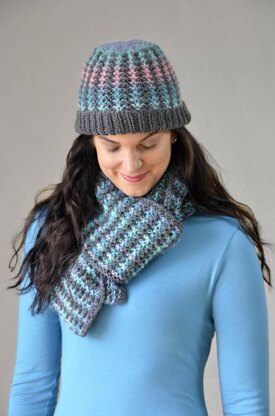 Winter Shades Hat and Scarf in Universal Yarn Uptown Worsted & Classic Shades Metallic - 1294 - Downloadable PDF