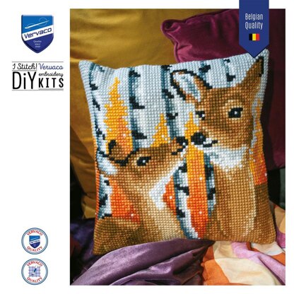 Vervaco Cushion Kit Deer Cross Stitch Kit - 40 x 40 cm / 16in x 16in