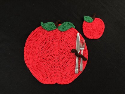 Apple Placemat and Coaster Set