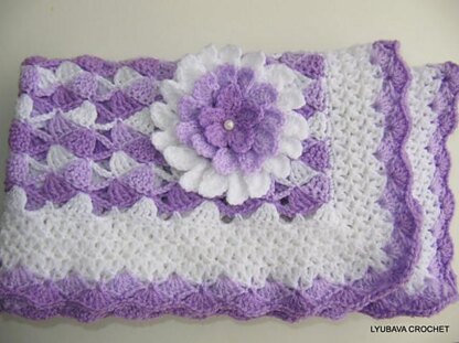 Beautiful Lilac Baby Blanket With Flower