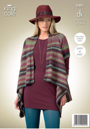 Long and Short Sleeved Cardigan in King Cole Riot DK - 3481 - Leaflet