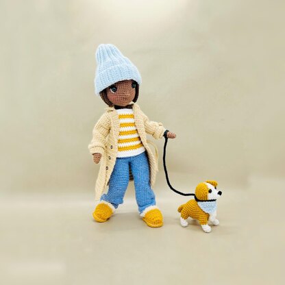 Crochet doll, amigurumi doll, crochet dog, amigurumi dog, Dog walker
