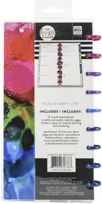 Happy Planner 12-Month Dated Skinny Planner - Ink Splash, July 2020-June 2021
