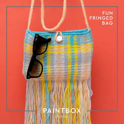 Fun Fringed Bag - Free Knitting Pattern in Paintbox Yarns 100% Wool Worsted - Free Downloadable PDF - knitting pattern