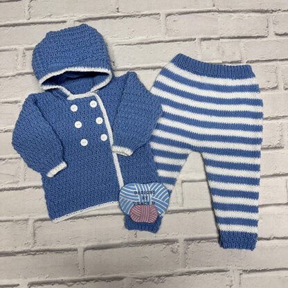 Caoimhe Hooded coat, pants & Booties 3-6mths