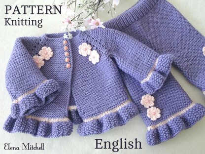 Pattern Baby Jacket Garter Stitch and Baby Pants