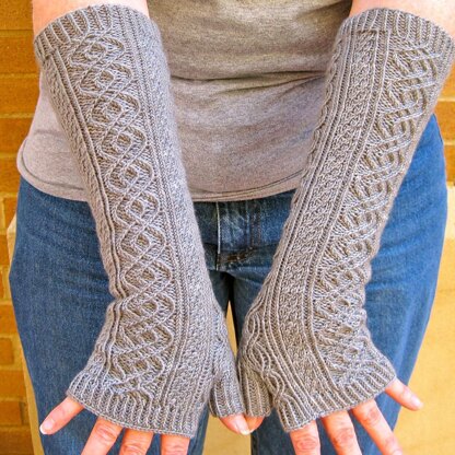 Totally Cabled Long Fingerless Mitts