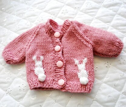 Knitting Pattern 10" Dolls Bunny Motif Cardigan, Hat and Boots