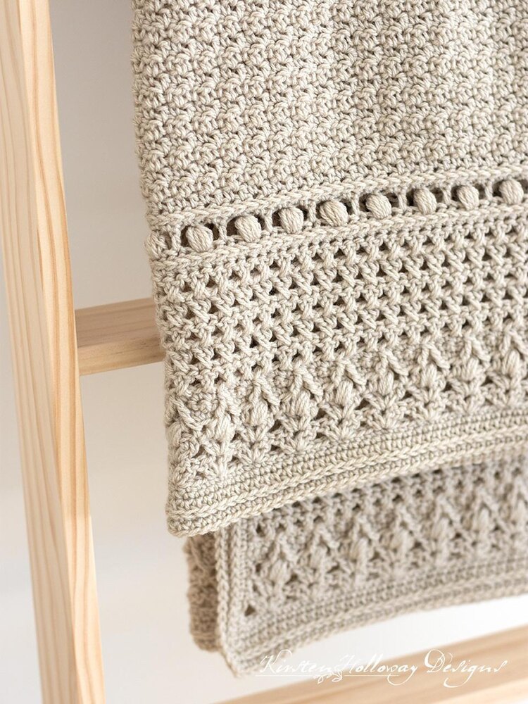 Vintage French White Cotton Crochet Blanket