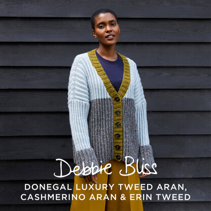 " Nettie " - Cardigan Knitting Pattern For Women in Debbie Bliss Donegal Luxury Tweed Aran by Debbie Bliss