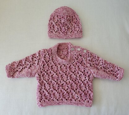 Jewel - Babies diamond lace sweater and beanie