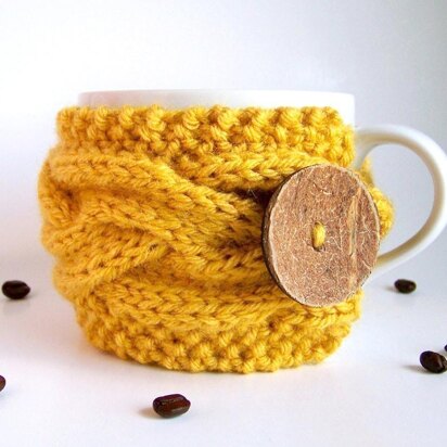 Knit Cup Cozy, Cabled Cup Cozy, Cabled Coffee Cozy, Coffee Sleeve