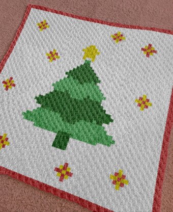 C2C Christmas Tree Blanket Intarsia Graph Chart Crochet Pattern
