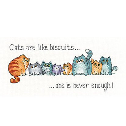 Heritage Cats and Biscuits Cross Stitch Aida Kit - 22.5cm x 10cm