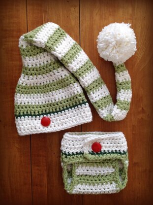 Santa & Elf Diaper Cover and Hat Set