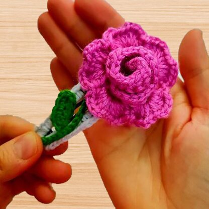Crochet 3D Flower Hair Clip Pattern – PDF + Video Tutorial (English)