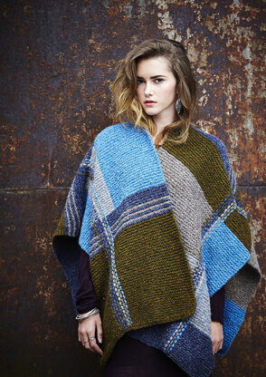 Geometric Weave Poncho in Rowan Brushed Fleece