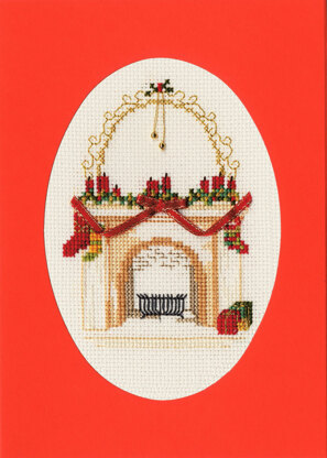Bothy Threads Christmas Card - Fireplace  Cross Stitch Kit - 9 x 13cm