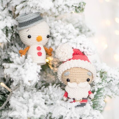 Christmas Ornaments Crochet Pattern Mini Amigurumi Set Santa Penguin Snowman Christmas Tree Xmas Decorations by AradiyaToys