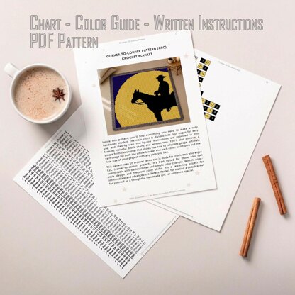 Moon Cowboy Blanket Corner-to-Corner CROCHET PATTERN