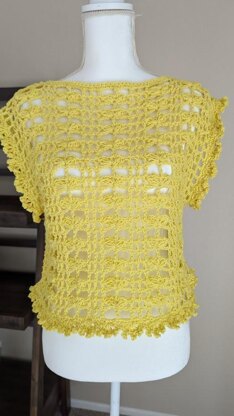 Canary Yellow Butterfly Crochet Top