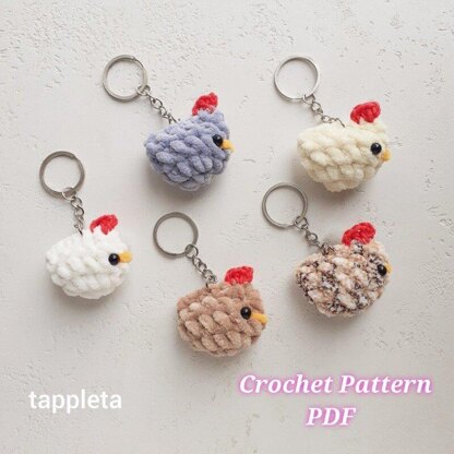 Mini chicken keychain crochet pattern, Plushie keychains, Chicken lover gift, Purse charm crochet, Kids pocket toys, tiny Easter chick decor