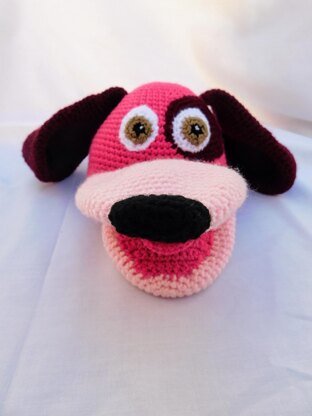 Belita, the amigurumi dog, hand puppet