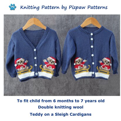 Teddy on a Sleigh Cardigans (no 163)